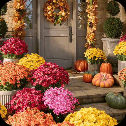 💥Last Day Each- Real-Look Sunset Mums-Waterproof & Windproof